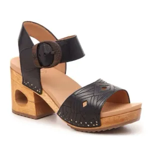 Dansko Womens Odele Black Tumbled Calf Block Heeled Sandals Size 40 (9.5-10 US)