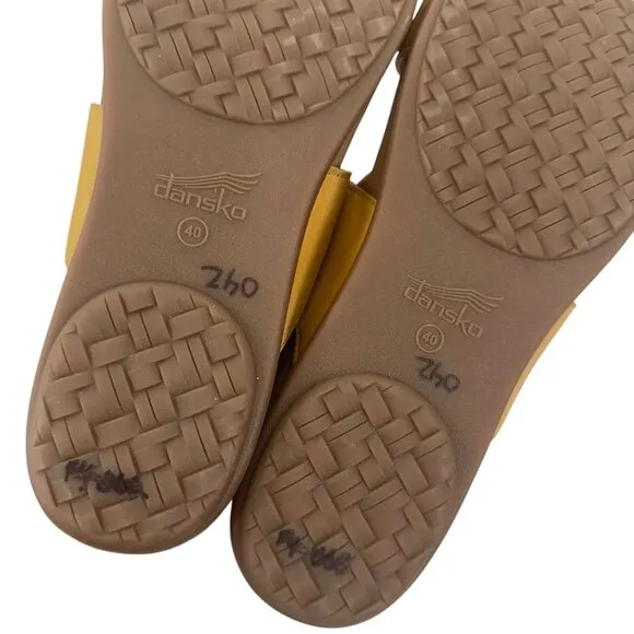 Dansko Womens Sandals Size 40 Yellow Leather Adjustable Buckle Straps Slip-On