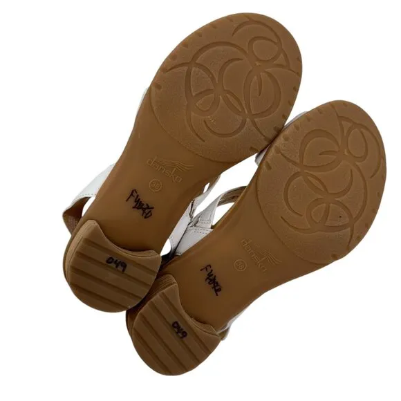 Dansko Womens White Leather Strappy Sandals Block Heel Adjustable Strap Size 38