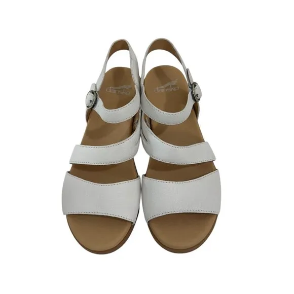 Dansko Womens White Leather Strappy Sandals Low Block Heel Size 38