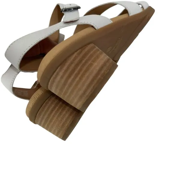 Dansko Womens White Leather Strappy Sandals Low Block Heel Size 38