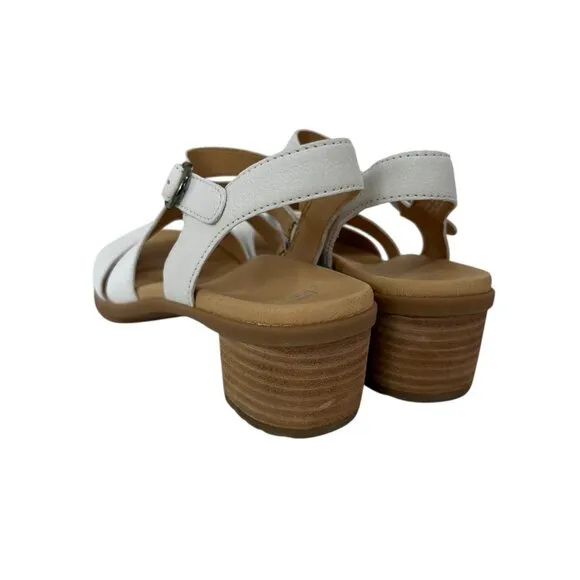 Dansko Womens White Leather Strappy Sandals Low Block Heel Size 38
