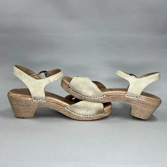 Dansko Women's Size 10.5 Tan Leahter Platform Sandals