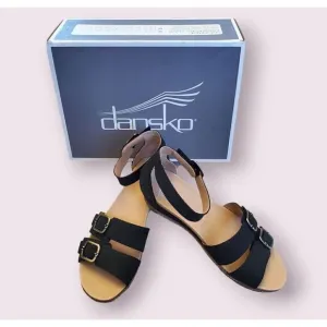 Dansko Astrid Milled strappy nubuck black wedge sandals EU 39 | US 8.5 | EUC