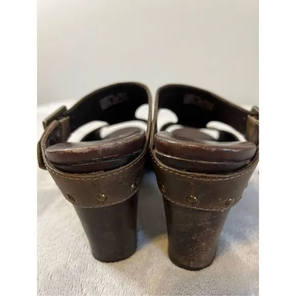 Dansko Ripley Leather Studded Wooden Heel Platform Sandals 41