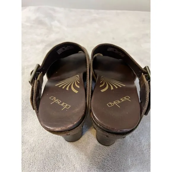 Dansko Ripley Leather Studded Wooden Heel Platform Sandals 41