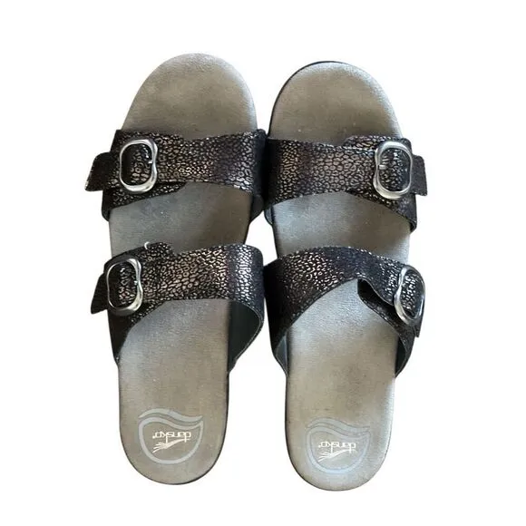 DANSKO Sophie Leather Sandals Black/Bronze Size 40 US Size 9.5-10