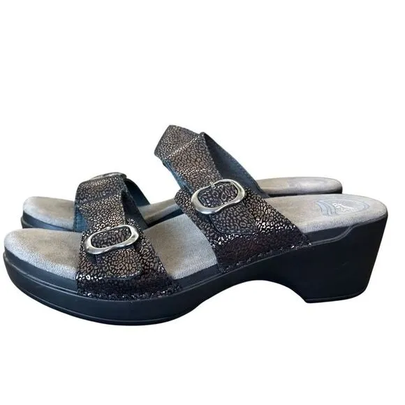DANSKO Sophie Leather Sandals Black/Bronze Size 40 US Size 9.5-10