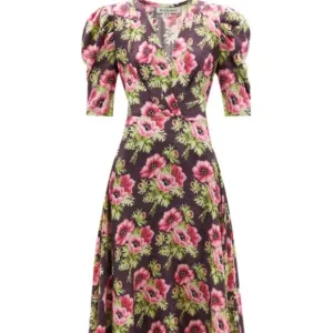 D’ascoli Agatha Floral-print Silk-twill Dress
