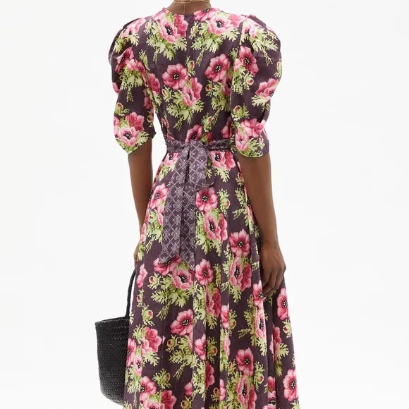 D’ascoli Agatha Floral-print Silk-twill Dress