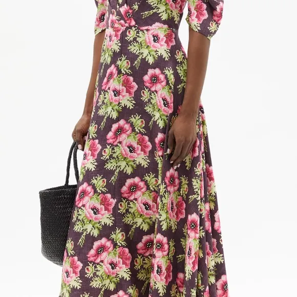D’ascoli Agatha Floral-print Silk-twill Dress