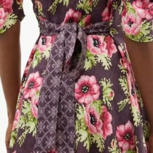 D’ascoli Agatha Floral-print Silk-twill Dress