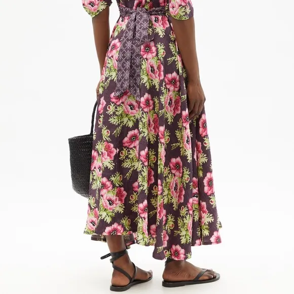 D’ascoli Agatha Floral-print Silk-twill Dress