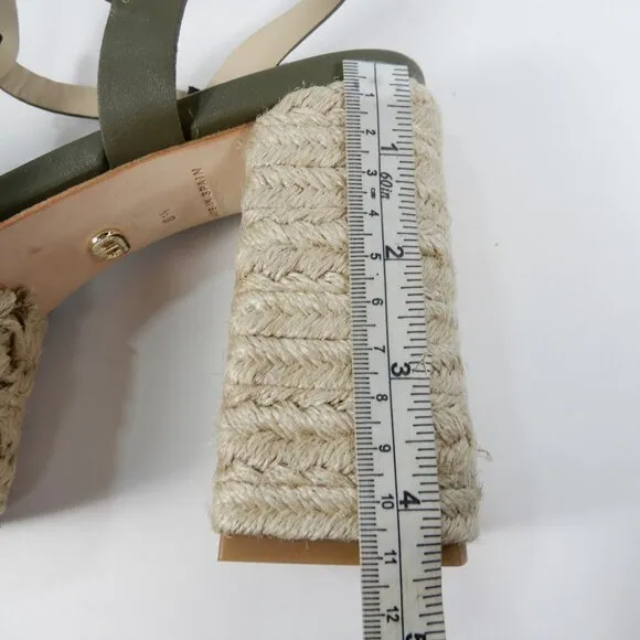 Dee Ocleppo Tulum Platform Espadrille Sandals 8.5 Heels Moss Green Leather NEW