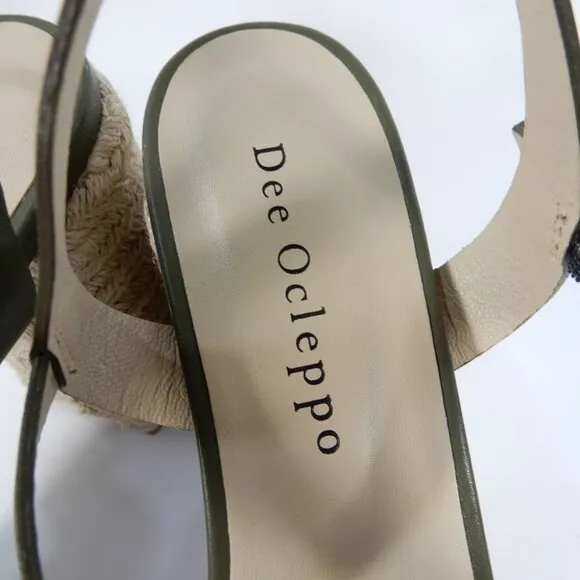 Dee Ocleppo Tulum Platform Espadrille Sandals 8.5 Heels Moss Green Leather NEW