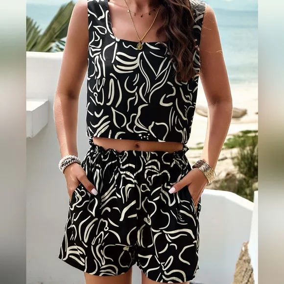Delilah Tank and Shorts Set - Black