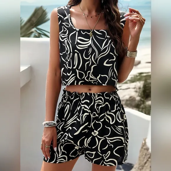 Delilah Tank and Shorts Set - Black