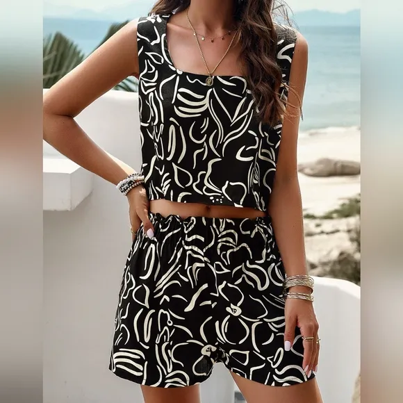 Delilah Tank and Shorts Set - Black
