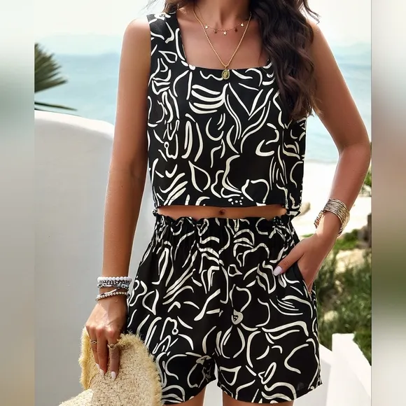 Delilah Tank and Shorts Set - Black