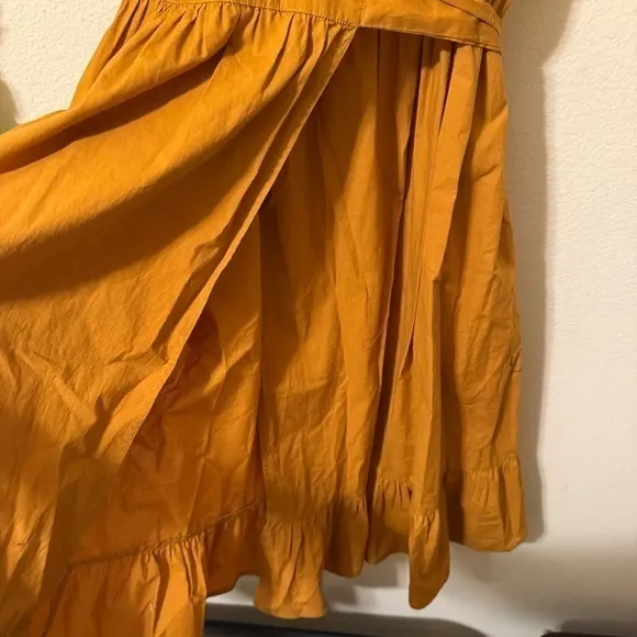 DÔEN Marigold Yellow Orange Ruffle Bib Wrap Midi Savannah SunDress Sun Dress