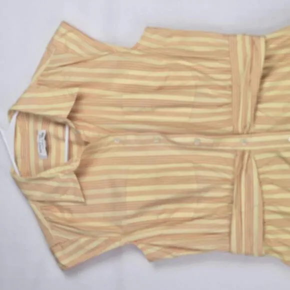 Derek Lam Striped Button-Up Collared Tank Dress Cotton Yellow Orange Size 46