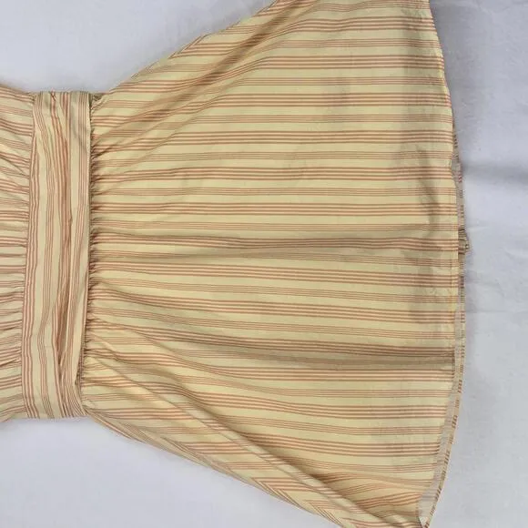 Derek Lam Striped Button-Up Collared Tank Dress Cotton Yellow Orange Size 46