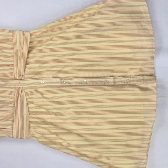 Derek Lam Striped Button-Up Collared Tank Dress Cotton Yellow Orange Size 46