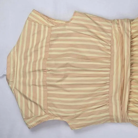 Derek Lam Striped Button-Up Collared Tank Dress Cotton Yellow Orange Size 46