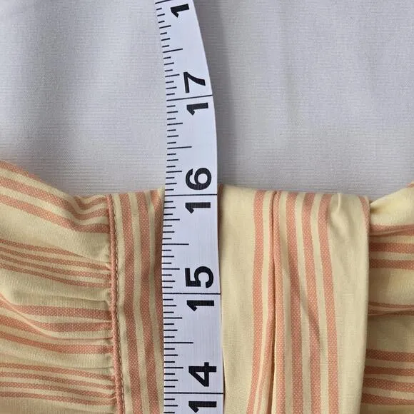 Derek Lam Striped Button-Up Collared Tank Dress Cotton Yellow Orange Size 46