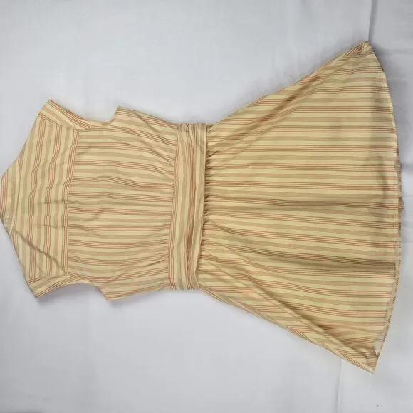 Derek Lam Striped Button-Up Collared Tank Dress Cotton Yellow Orange Size 46