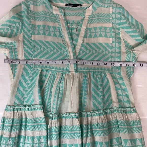 DEVOTION TWINS Ella Embroidered Mini Dress Mint Green XS Oversized Ruffles