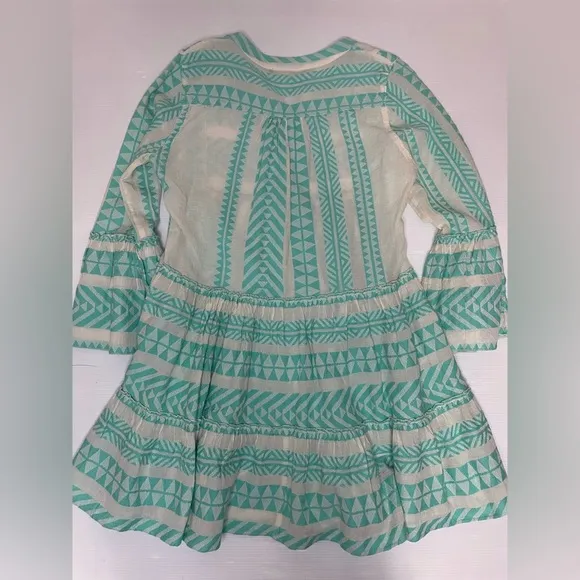 DEVOTION TWINS Ella Embroidered Mini Dress Mint Green XS Oversized Ruffles