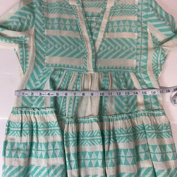 DEVOTION TWINS Ella Embroidered Mini Dress Mint Green XS Oversized Ruffles