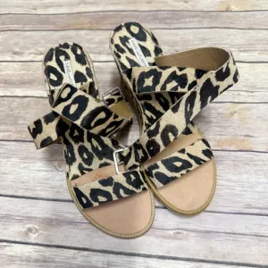 Dian von Furstenberg crisscross leopard print calf hair wedge sandals 6.5