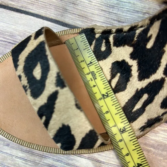 Dian von Furstenberg crisscross leopard print calf hair wedge sandals 6.5