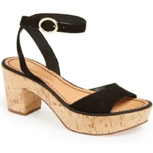 Diane von Furstenberg Odelia Platform Sandals Black Suede Sz 7.5 Cottagecore