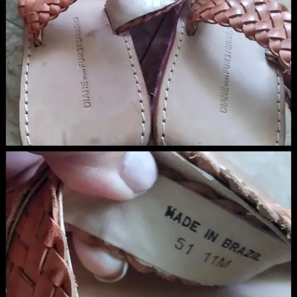 Diane Von Furstenberg pink &amp; orange woven platform wedge sandals, size 11