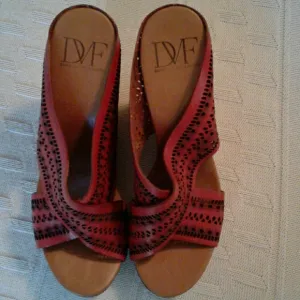 Diane von Furstenberg red wedge sandals