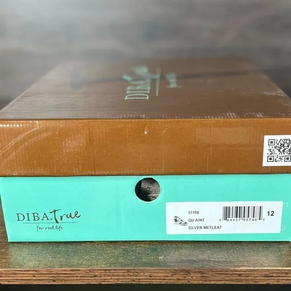 Diba True Qu Aint Sandal in Silver Metallic Leather. Size 12. New in Box!