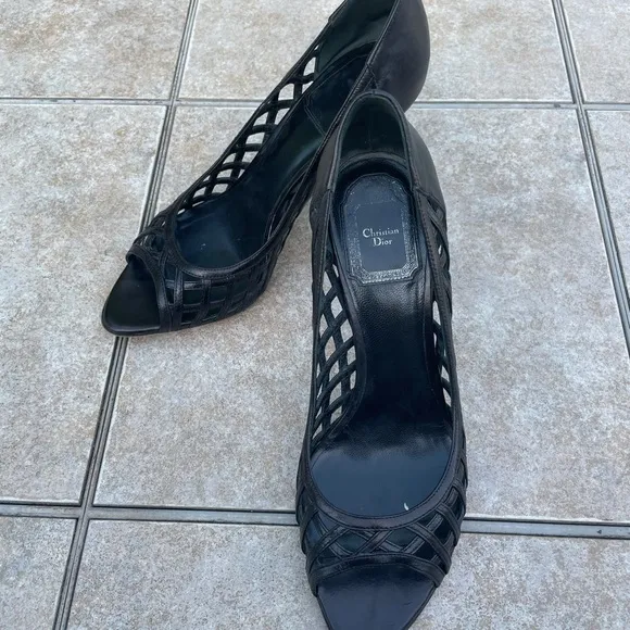 Dior Iridescent Black Heels Sandals