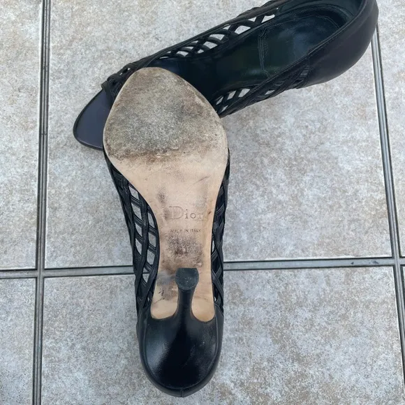 Dior Iridescent Black Heels Sandals