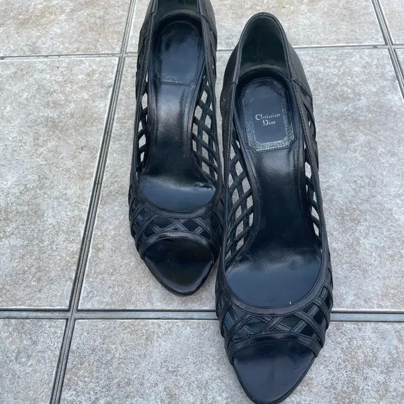 Dior Iridescent Black Heels Sandals