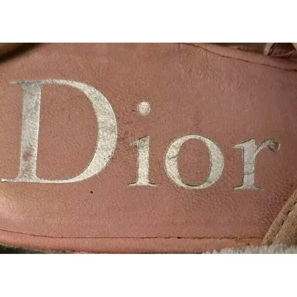 Dior Pink Suede Leather Wedge Ankle Strap D Buckle Sandals Size Y2K 36 5.5 RARE!