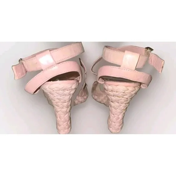 Dior Pink Suede Leather Wedge Ankle Strap D Buckle Sandals Size Y2K 36 5.5 RARE!