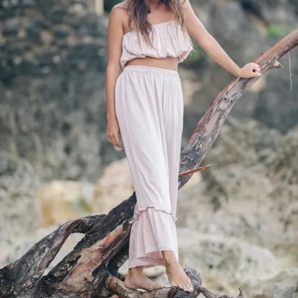 Discontinued Set: MYRAH penaloza Donna tube top and pants silk satin