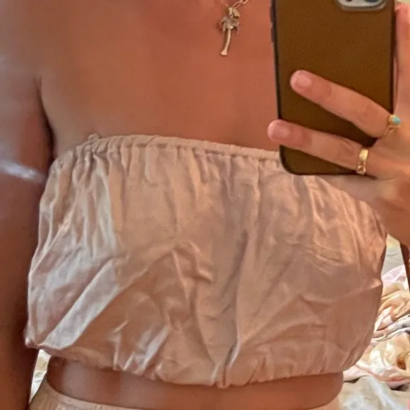 Discontinued Set: MYRAH penaloza Donna tube top and pants silk satin