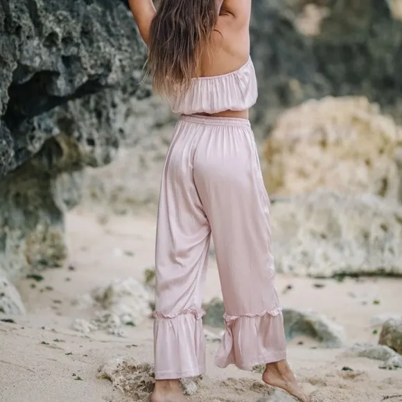 Discontinued Set: MYRAH penaloza Donna tube top and pants silk satin