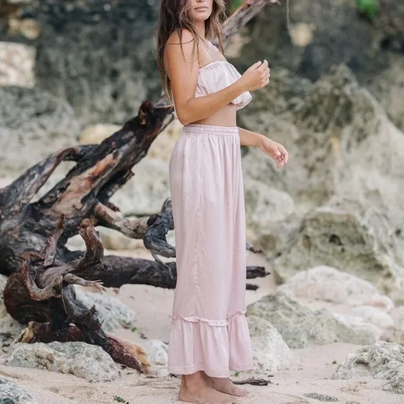 Discontinued Set: MYRAH penaloza Donna tube top and pants silk satin
