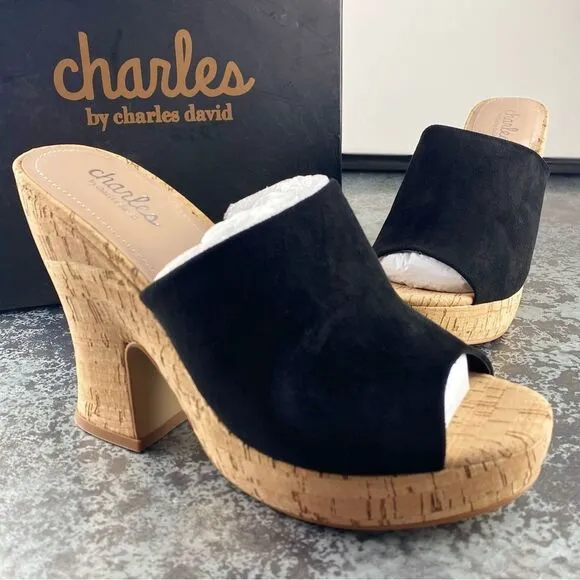 DITZY CHARLES BY CHARLES DAVID Microsuede Wedge Sandals Size 8.5 New in box