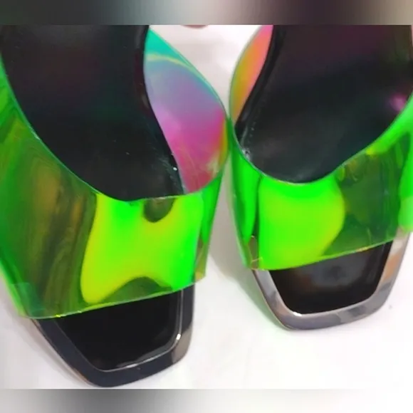 DKNY Women's Iridescent Square Toe Mule Stiletto Heels Sandals US 10M